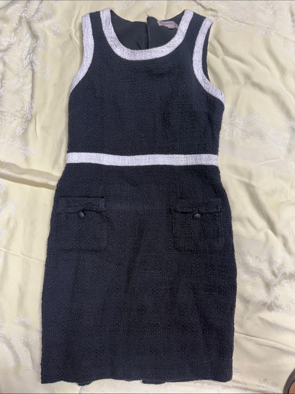 Nanette Lepore Black Mini Dress with White Trim Accents